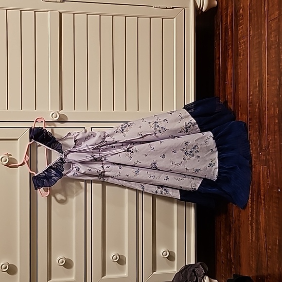 4t / 5y Mia belle hi low royal blue pin stripe dress - Picture 2 of 5